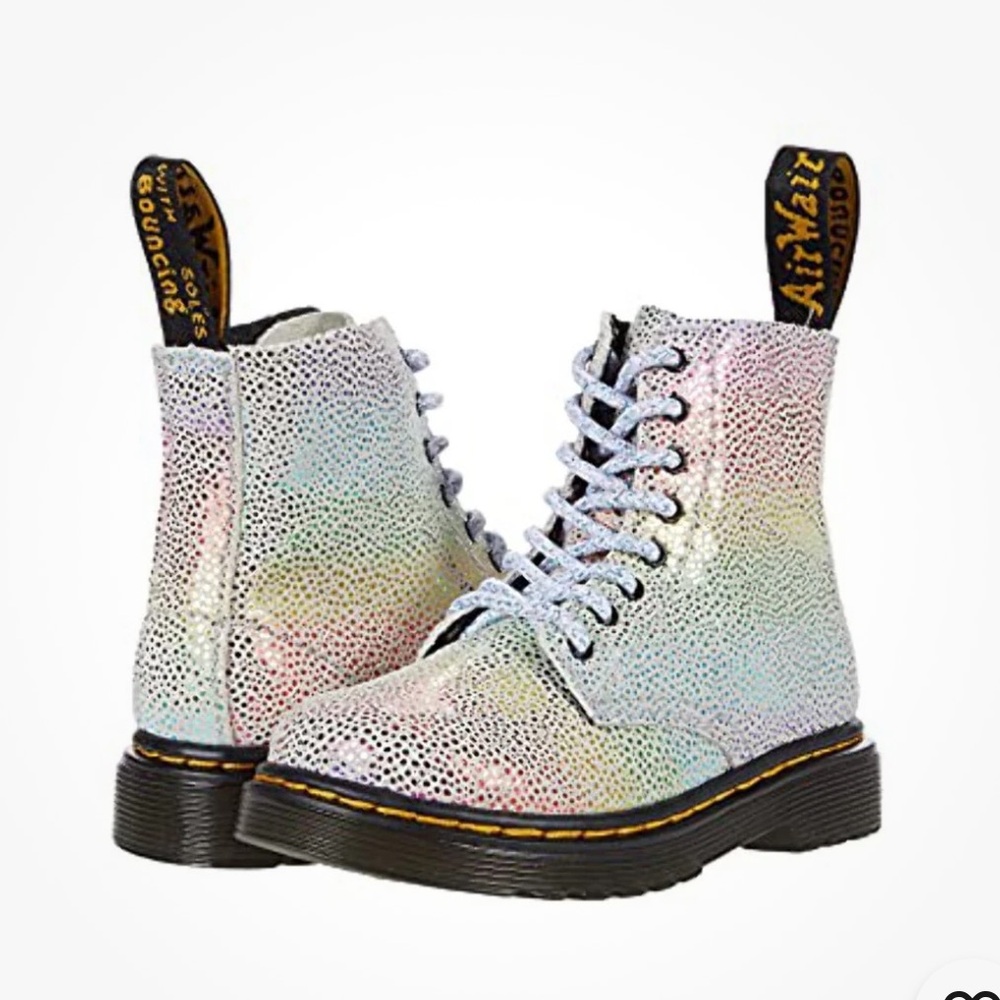Dr Martens 1460 Rainbow Kidray Boots Kids US 3 EU34 Iridescent Glitter Combat
